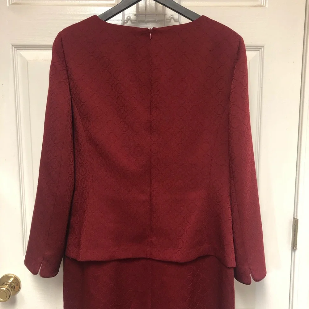Vintage KASPER Elegant Burgundy Dress - Picture 8 of 13